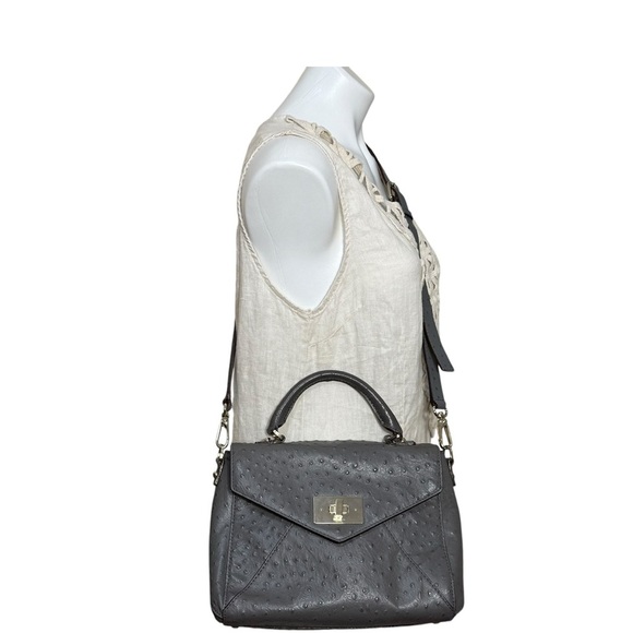 kate spade Handbags - Kate Spade Post Street Little Nadine grey pebbled ostrich
Leather satchel purse